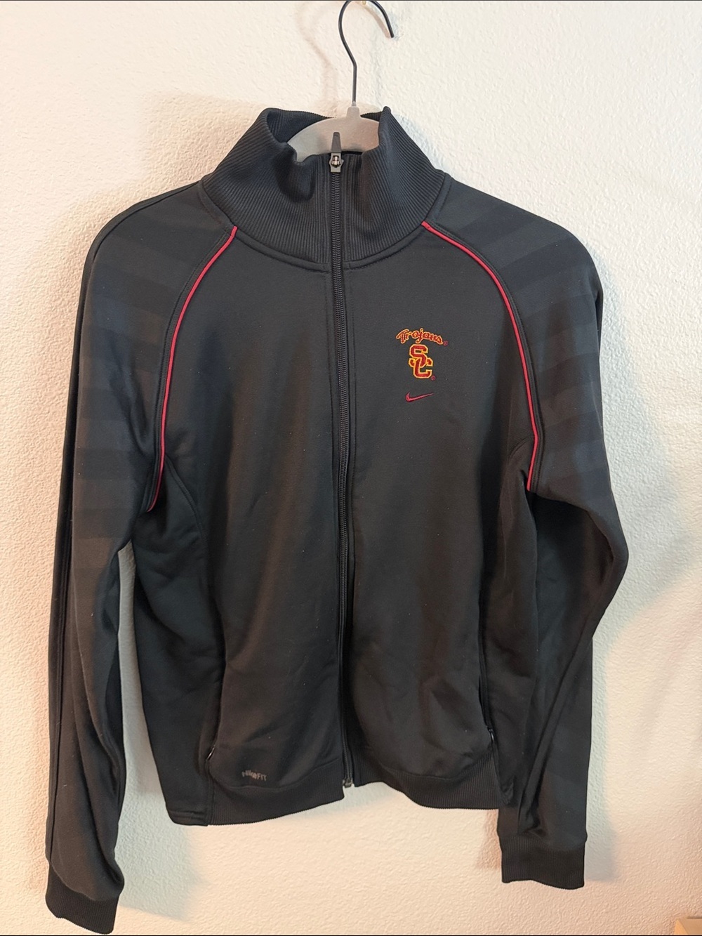 Nike Black USC Trojans Lightweight Full-Zip Jacket with Red Piping